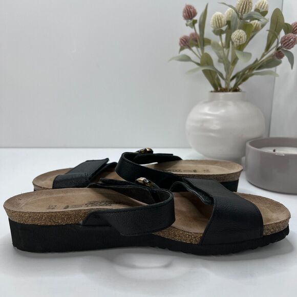 NAOT Anabel Nubuck Leather Cork Wedge Sandal Tortoise Buckle Black Women's US 11 - Picture 7 of 9